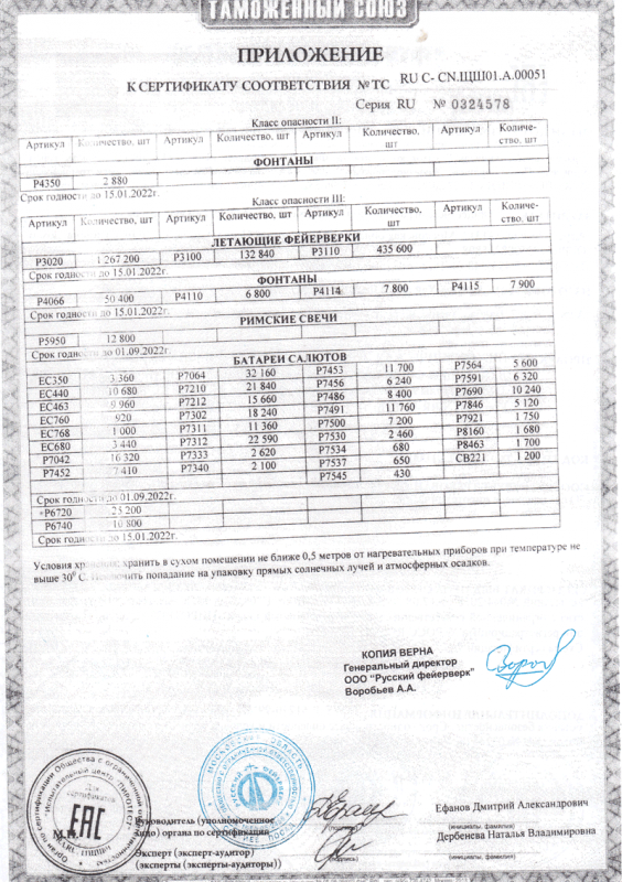Сертификат соответствия № 0324578  - Сосновый Бор Псковская обл. | sosnovyjborpskovskaya.salutsklad.ru 